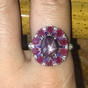 Natural Star Ruby Sterling Silver Cocktail Ring Size 10